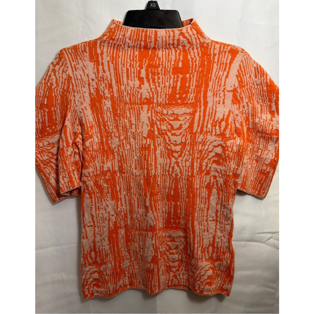 Women's Maeve by Anthropologie Orange Short Sleeve Textured Knit Sweater XS